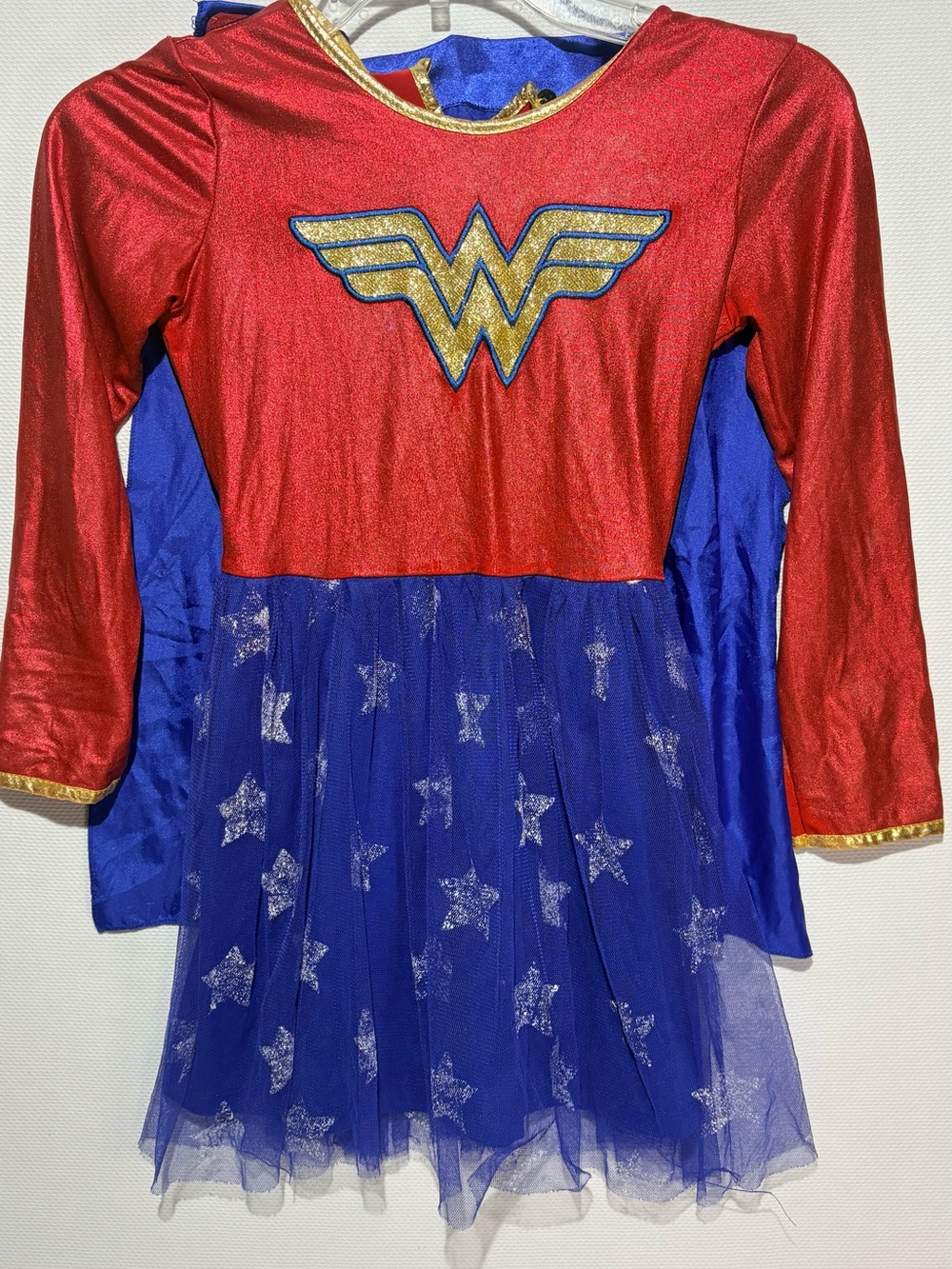 Marvel Red and Blue Girl's Superhero Tulle Dress with Gold Emblem